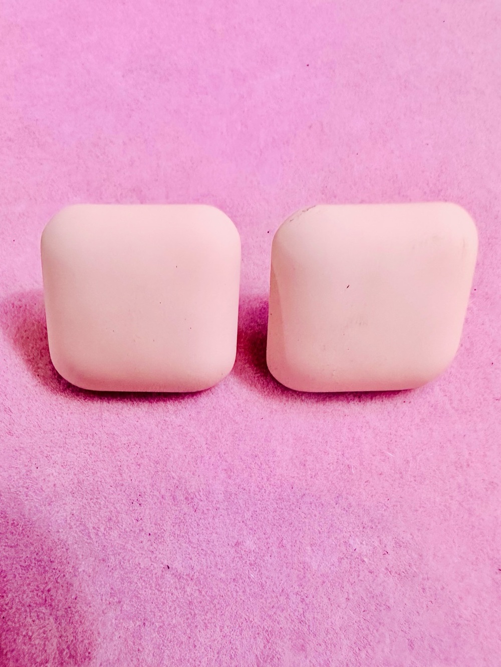 Blush Pink Square Stud Earrings